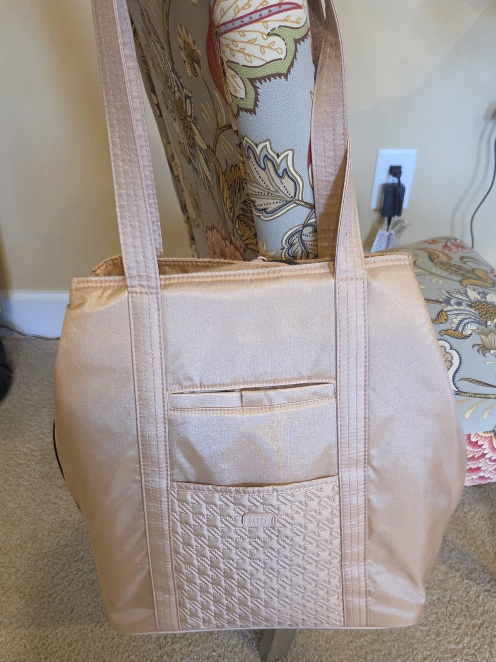 Lug Peach Tote Bag with Front Pocket